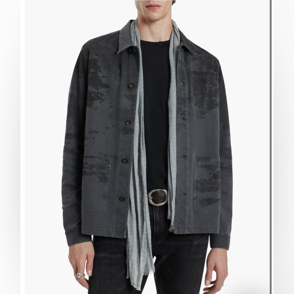 $268 NWT John Varvatos Brighton Chore Coat S Black Men's Cotton Light Jacket